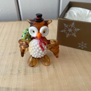 2/$29 Miniature Glass Owl Pier 1 Christmas Collectible Figurine Vintage Retro
